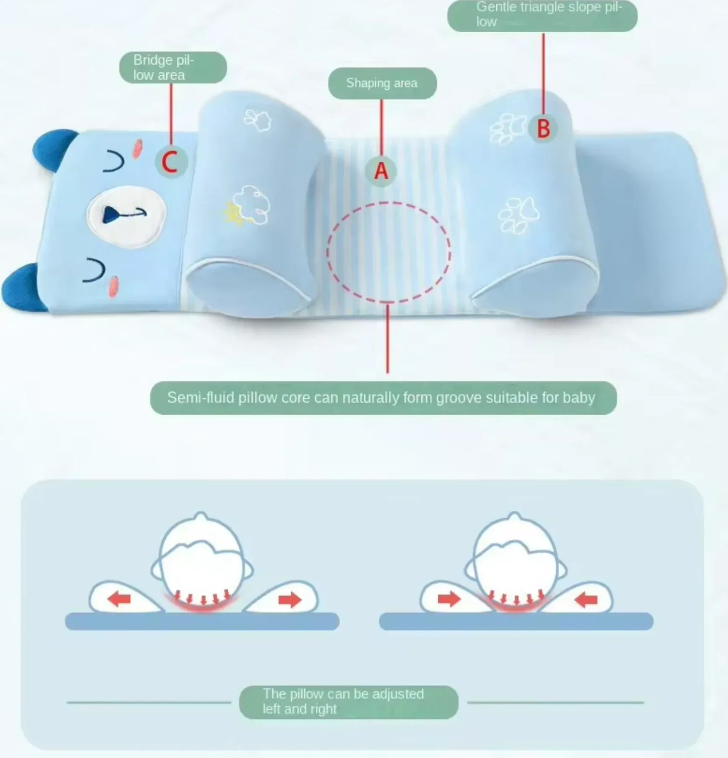 Adjustable Baby Sleeping Support Pillow – Anti-Roll &amp; Neck Protection